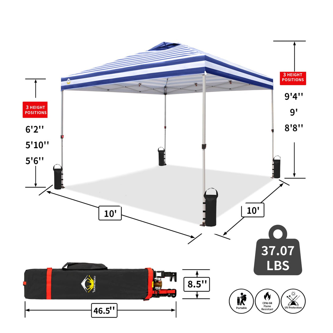 10x10 Recreational Centerlok Canopy - Sto 'N Go, Silver Coated, 150D - RM100H