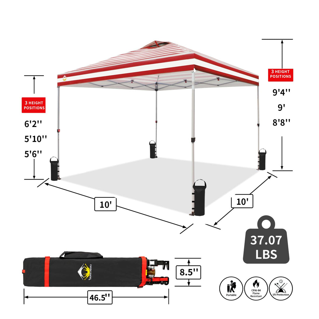 10x10 Recreational Centerlok Canopy - Sto 'N Go, Silver Coated, 150D - RM100H