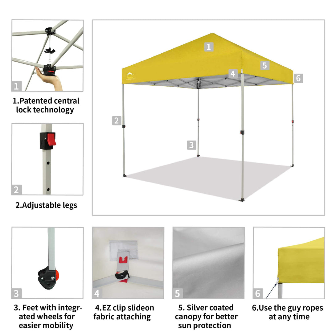 Canopée Recreational Centerlok 8x8 - Sto 'N Go, Revêtement Argenté, 150D - RS64F