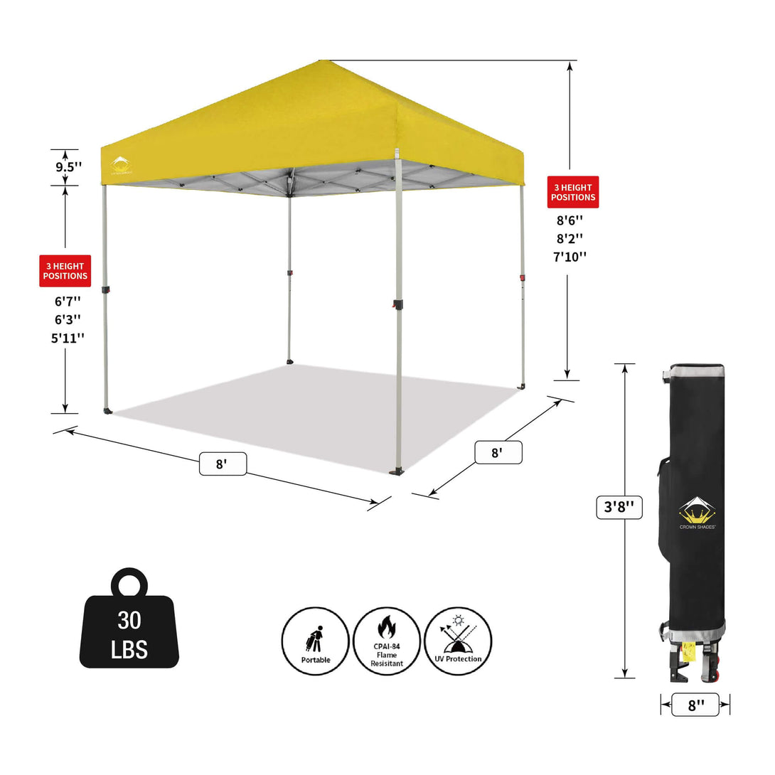 Canopée Recreational Centerlok 8x8 - Sto 'N Go, Revêtement Argenté, 150D - RS64F